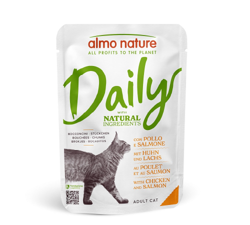 Nassfutter für Katzen – Almo Nature Daily mit Huhn und Lachs 70 g