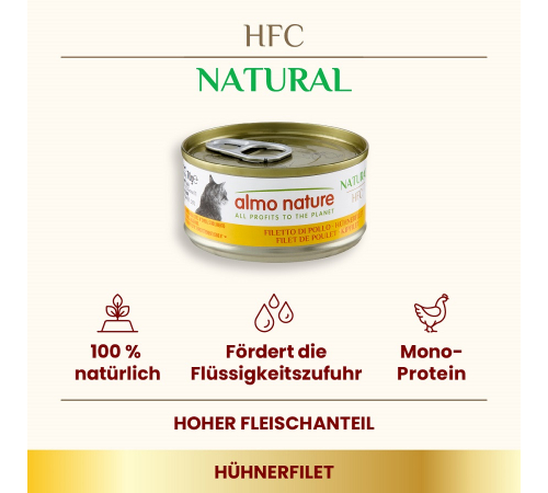 Nassfutter für Katzen – Almo Nature HFC Natural Hühnerfilet 70 g