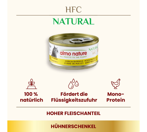 Nassfutter für Katzen – Almo Nature HFC Natural Hühnerschenkel 70 g