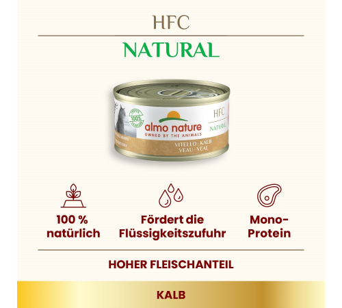 Nassfutter für Katzen – Almo Nature HFC Natural Kalb 70 g