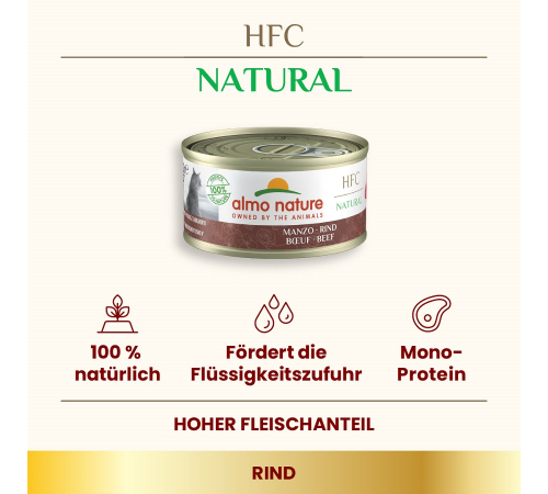 Nassfutter für Katzen – Almo Nature HFC Natural Rind 70 g
