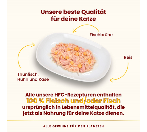 Nassfutter für Katzen – Almo Nature HFC Natural Thunfisch, Huhn und Käse 70 g