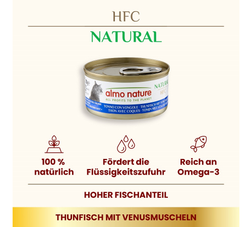 Nassfutter für Katzen – Almo Nature HFC Natural Thunfisch mit Venusmuscheln 70 g