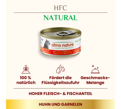 Nassfutter für Katzen – Almo Nature HFC Natural Thunfisch und Garnelen 70 g