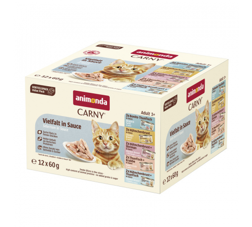 Nassfutter für Katzen – Animonda Carny Adult Fine Fillets Vielfalt in Sauce 12x60 g
