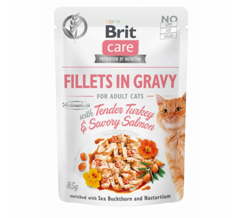 Вологий корм для котів – Brit Care Cat Pouch Tender Turkey & Savory Salmon 85 g
