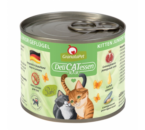 Nassfutter für Katzen – GranataPet DeliCATessen Kitten / Junior Geflügel 200 g