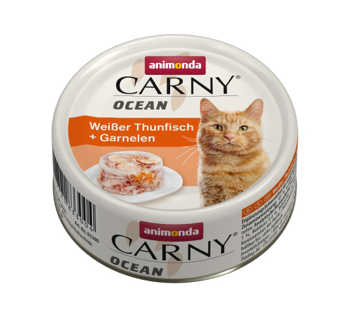 Nassfutter für Katzen – Animonda Carny Adult Ocean Weißer Thunfisch + Garnelen 80 g