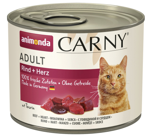 Nassfutter für Katzen – Animonda Carny Adult Rind + Herz 200 g