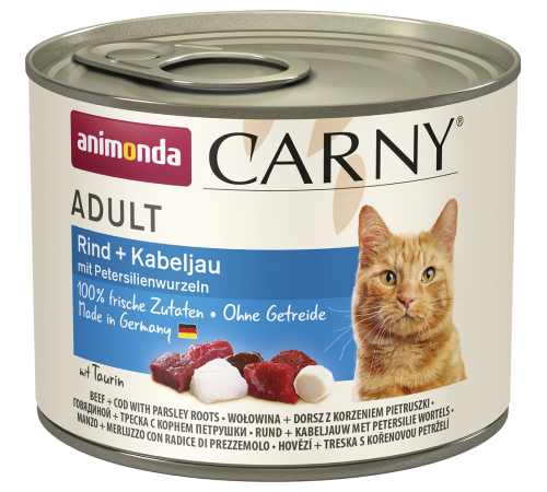 Влажный корм для кошек – Animonda Carny Adult Rind + Kabeljau mit Petersilienwurzeln 200 g