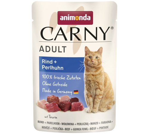 Вологий корм для котів – Animonda Carny Adult Rind + Perlhuhn 85 g
