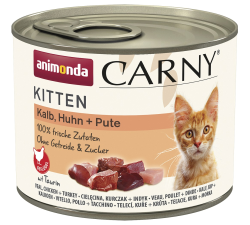 Nassfutter für Kitten – Animonda Carny Kitten Kalb, Huhn + Pute 200 g