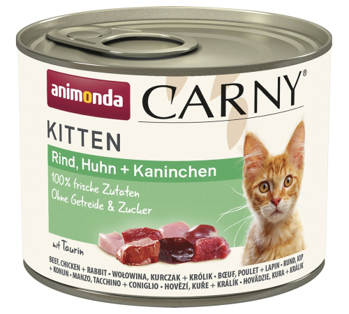 Влажный корм для котят – Animonda Carny Kitten Rind, Huhn + Kaninchen 200 g