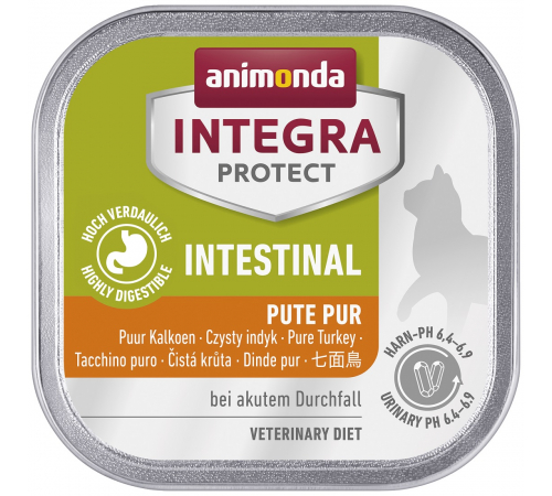 Вологий корм для котів – Animonda INTEGRA PROTECT Adult Intestinal Pute pur 100 g