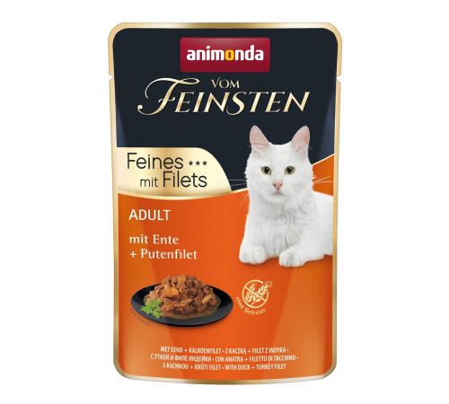 Влажный корм для кошек – Animonda vom Feinsten Adult Feines mit Filets mit Ente + Putenfilet 85 g