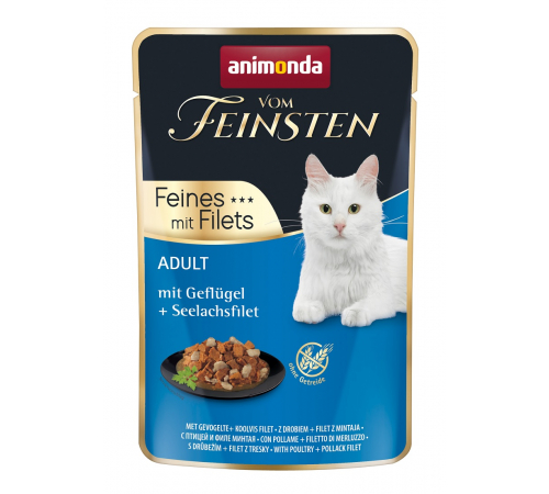 Влажный корм для кошек – Animonda vom Feinsten Adult Feines mit Filets mit Geflügel + Seelachsfilet 85 g