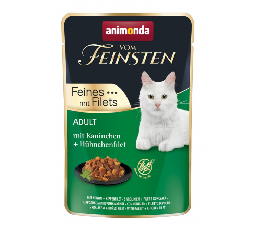 Nassfutter für Katzen – Animonda vom Feinsten Adult Feines mit Filets mit Kaninchen + Hühnchenfilet 85 g