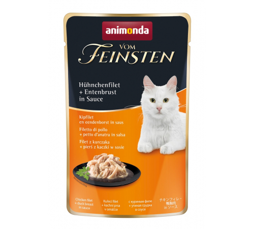 Nassfutter für Katzen – Animonda vom Feinsten Adult Hühnchenfilet + Entenbrust in Sauce 50 g