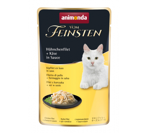 Nassfutter für Katzen – Animonda vom Feinsten Adult Hühnchenfilet + Käse in Sauce 50 g