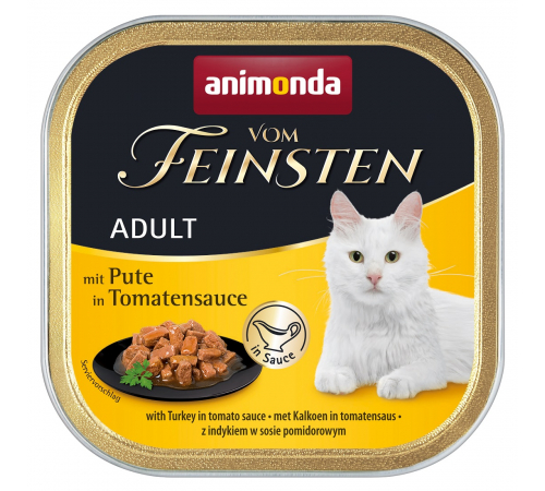 Nassfutter für Katzen – Animonda vom Feinsten Adult in Sauce mit Pute in Tomatensauce 100 g