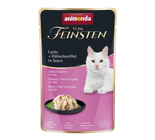 Nassfutter für Katzen – Animonda vom Feinsten Adult Lachs + Hühnchenfilet in Sauce 50 g