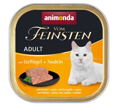 Nassfutter für Katzen – Animonda vom Feinsten Adult mit Geflügel + Nudeln 100 g