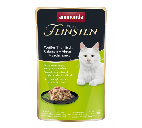 Nassfutter für Katzen – Animonda vom Feinsten Adult Weißer Thunfisch, Calamari + Algen in Sauce 50 g