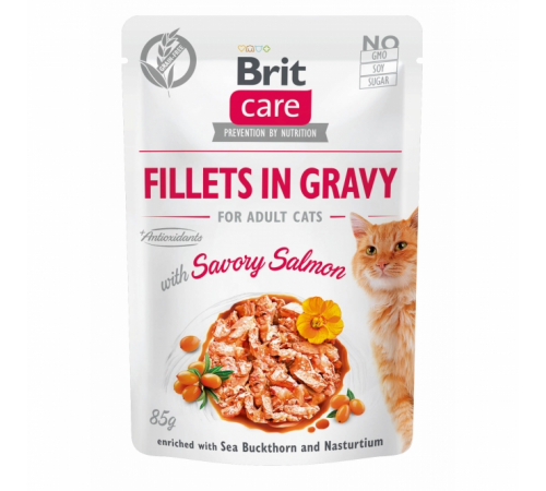 Вологий корм для котів – Brit Care Cat Pouch Savory Salmon 85 g
