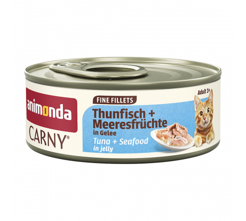 Влажный корм для кошек – Animonda Carny Adult Fine Fillets Thunfisch + Meeresfrüchte in Gelee 60 g