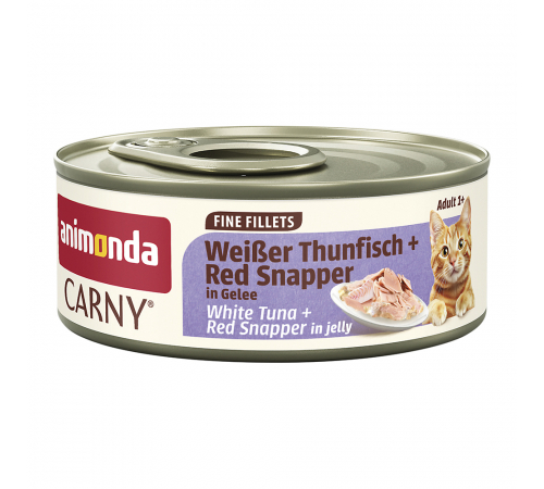 Влажный корм для кошек – Animonda Carny Adult Fine Fillets Weißer Thunfisch + Red Snapper in Gelee 60 g