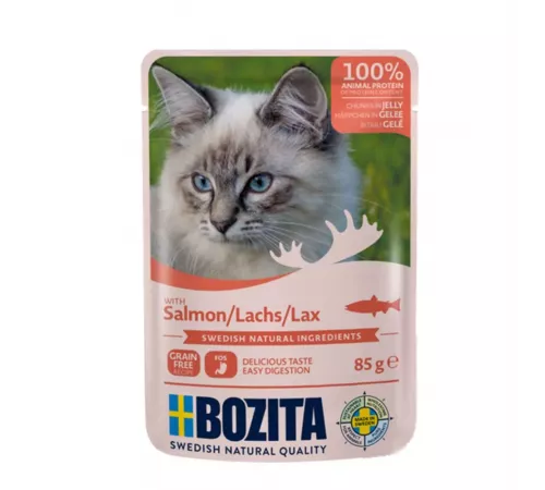 Влажный корм для кошек – Bozita Häppchen in Gelee mit Lachs 85 g