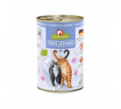Nassfutter für Katzen – GranataPet DeliCATessen Thunfisch & Ente 400 g