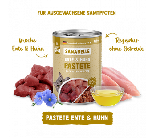 Sanabelle Nassfutter Pastete Ente & Huhn 400 g