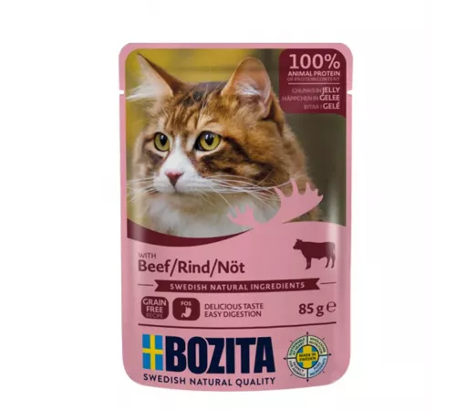 Влажный корм для кошек – Bozita Häppchen in Gelee mit Rind 85 g