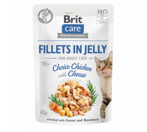 Вологий корм для котів – Brit Care Cat Pouch Choice Chicken with Cheese in Jelly 85 g