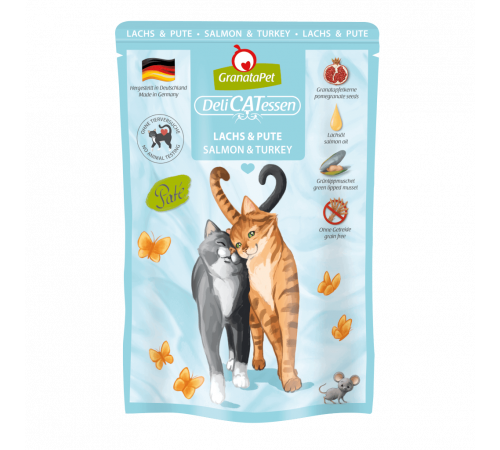 Nassfutter für Katzen – GranataPet DeliCATessen Lachs & Pute 85 g