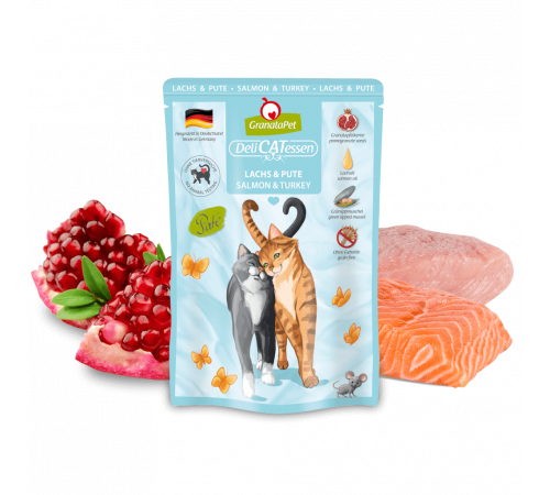 Nassfutter für Katzen – GranataPet DeliCATessen Lachs & Pute 85 g