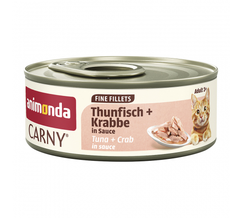 Вологий корм для котів – Animonda Carny Adult Fine Fillets Thunfisch + Krabbe in Sauce 60 g