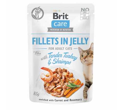 Влажный корм для кошек – Brit Care Cat Pouch Tender Turkey & Shrimps in Jelly 85 g