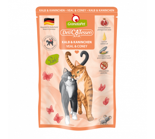 Nassfutter für Katzen – GranataPet DeliCATessen Kalb & Kaninchen 85 g