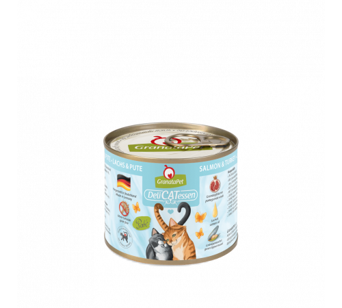 Nassfutter für Katzen – GranataPet DeliCATessen Lachs & Pute 200 g
