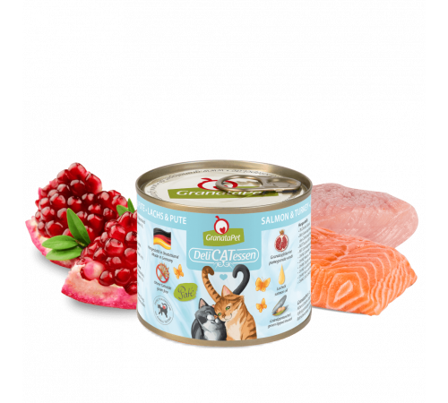 Nassfutter für Katzen – GranataPet DeliCATessen Lachs & Pute 200 g