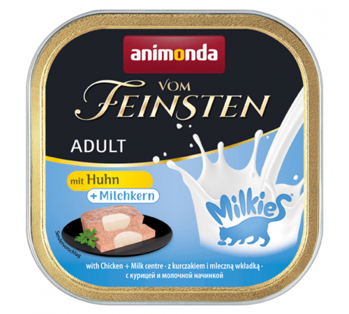 Nassfutter für Katzen – Animonda vom Feinsten Adult mit Huhn + Milchkern 100 g