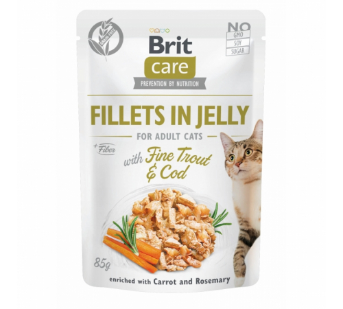 Вологий корм для котів – Brit Care Cat Pouch Trout & Cod in Jelly 85 g