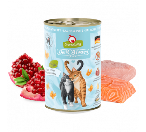 Nassfutter für Katzen – GranataPet DeliCATessen Lachs & Pute 400 g