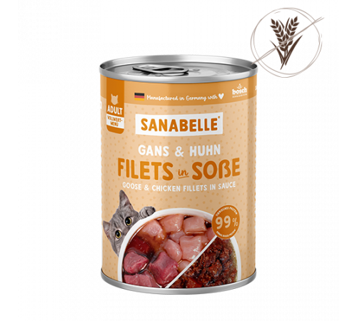 Sanabelle Nassfutter Filets in Soße Gans & Huhn 180 g
