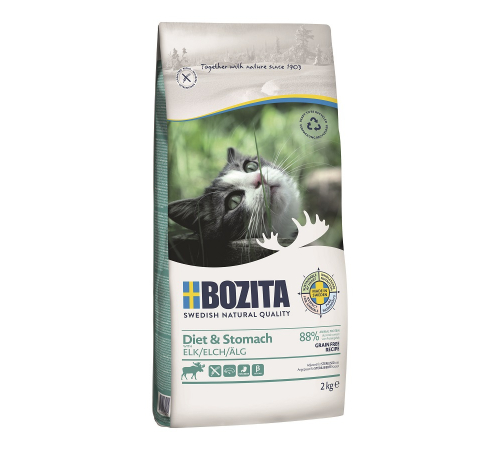 Bozita Katzenfutter trocken Diet & Stomach Grain free mit Elch 2 kg