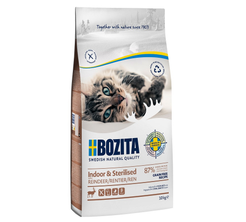 Bozita Katzenfutter trocken Indoor & Sterilised Grain free mit Rentier 10 kg