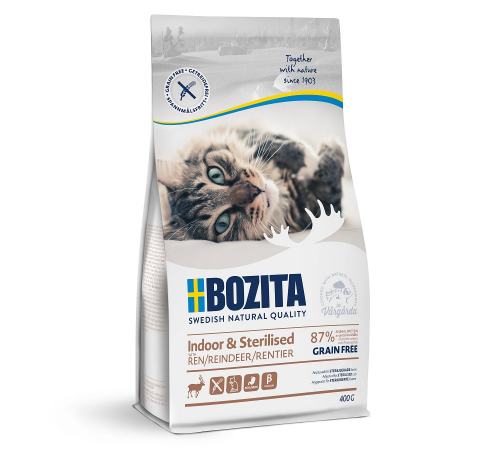 Bozita Katzenfutter trocken Indoor & Sterilised Grain free mit Rentier 400 g