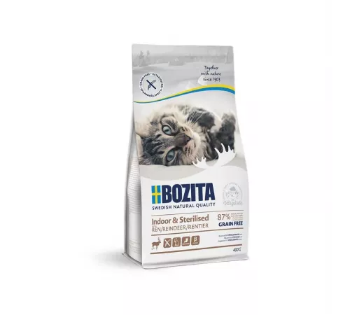 Bozita Katzenfutter trocken Indoor & Sterilised Grain free mit Rentier 400 g